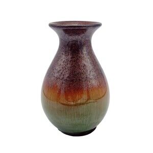 Ellegant Expressions Hosley Mini Green Reactive Ceramic Bottle Vase Pottery 4.5"